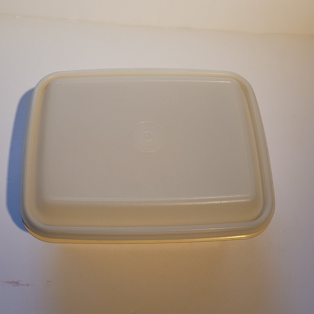 Vtg Tupperware Almond Beige Rectangular Storage 1254-10 Lid - Picture 5 of 7